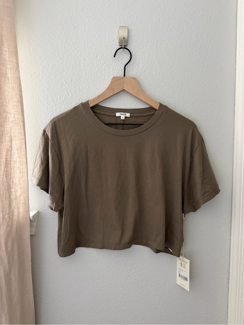 MATE the Label Organic Cotton Relaxed Crop Tee In Pebble